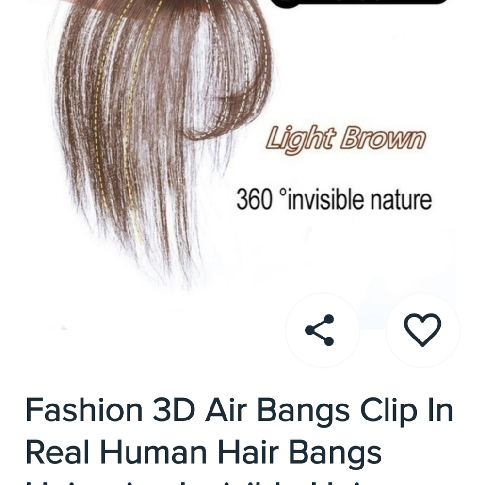 Real human hair clip on air bangs
